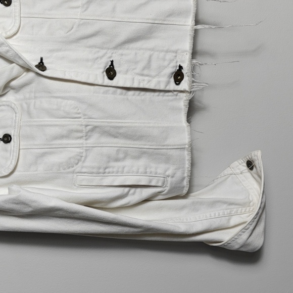 RAG & BONE / JEAN Button Up White Jean Jacket With Gray Hood Size Xsmall - Picture 7 of 16